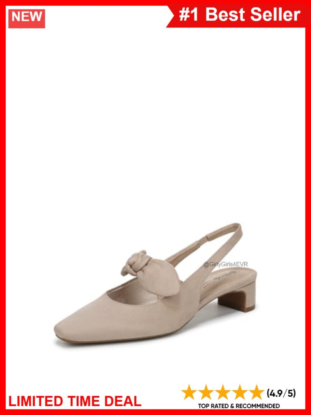 LifeStride Lucia Slingback Pump Block Heel Almond Toe Comfort Dress Shoe
